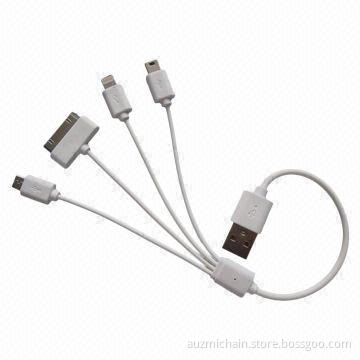 4-in-1 Multifunction Cable for iPhone 5, 4S/iPad Mini/Galaxy i9100/i9300 USB Cable Micro+Mini+iPhone
